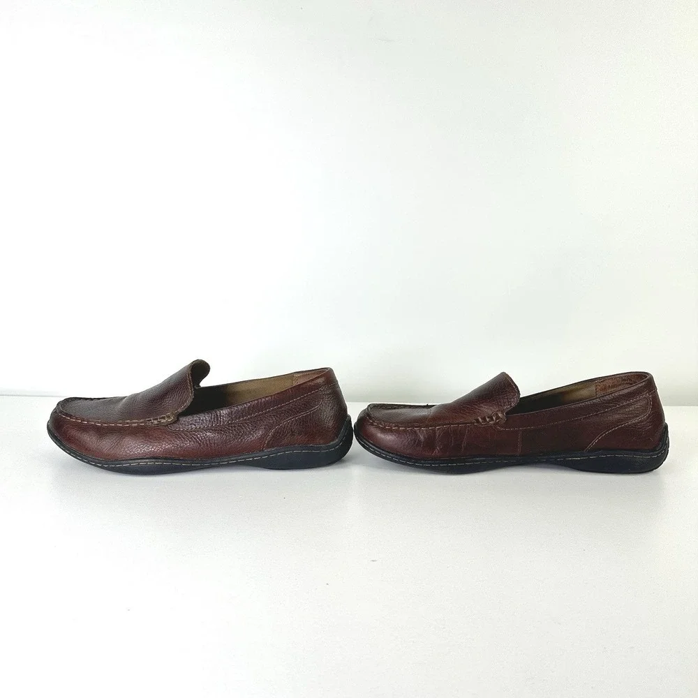 B.O.C. Merton Pebbled Brown Leather Slip On Loafer Shoes Comfort A03223 Mens 9 M